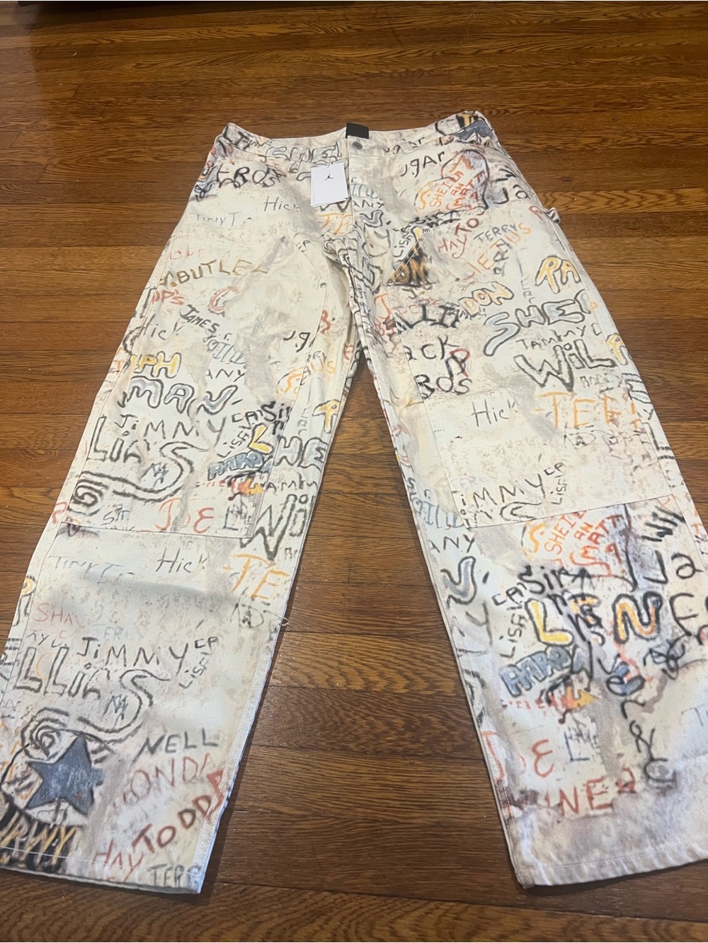 NWT Air Jordan White Men’s Graphic Graffiti-Print Legend Light Brown size 34